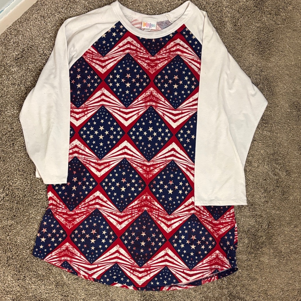 LuLaRoe Women's Long Sleeve Top - Red, White, Blue